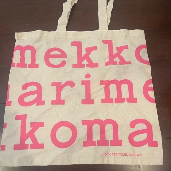 nwot Marimekko Pink and Cream cotton Tote Bag - Picture 2 of 9